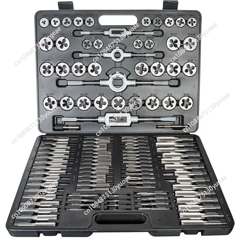 

Metric 110Pcs Tap and Die Set High Speed Steel Titanium Tap and Die Combination Set For Cutting External & Internal Threads