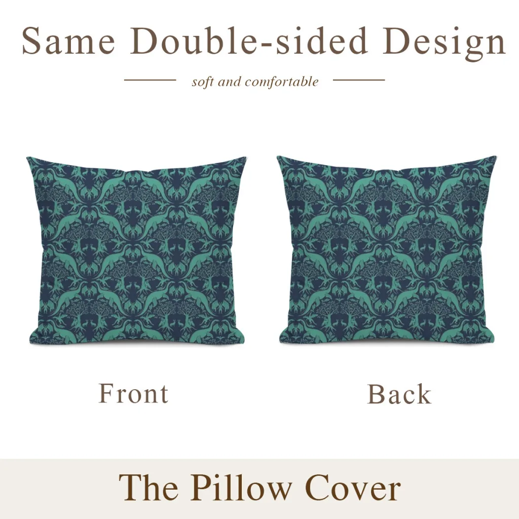 Teal & Blue Cryptid Damask Cushion Cover 45x45cm Home Decor Sofa Pillow Home Pillowcase