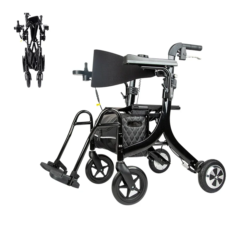 Lightweight Aluminum Frame All-Terrain Rollator Walker, 5:1 Power Drive with Practical Foldable Footrest