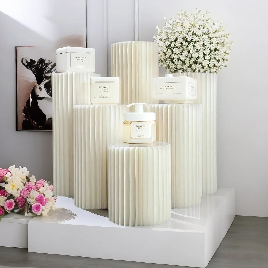 

Round Booth Display Stand White Live Products Nakajima Clothing Store Beauty Salon Paper Display Exhibition Base