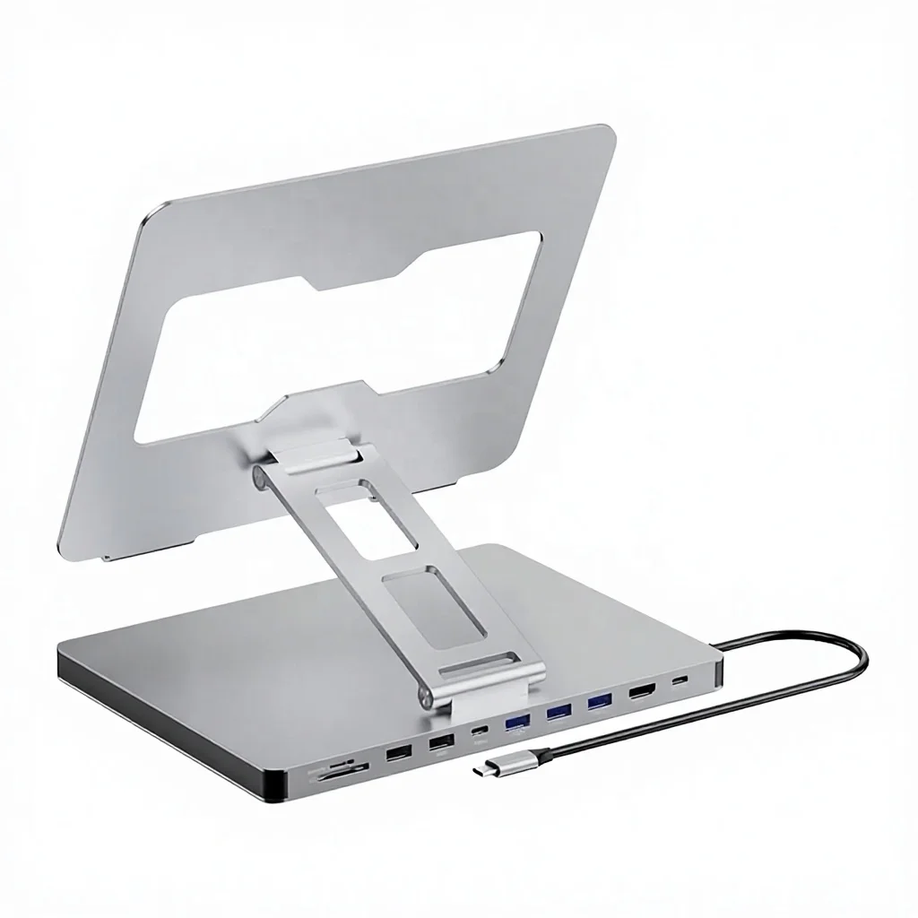 Aluminum Alloy Laptop Docking Station Stand For Gigabit Ethernet USB 30 Hub Rotating Foldable Tablet Holder Expanded ST108A