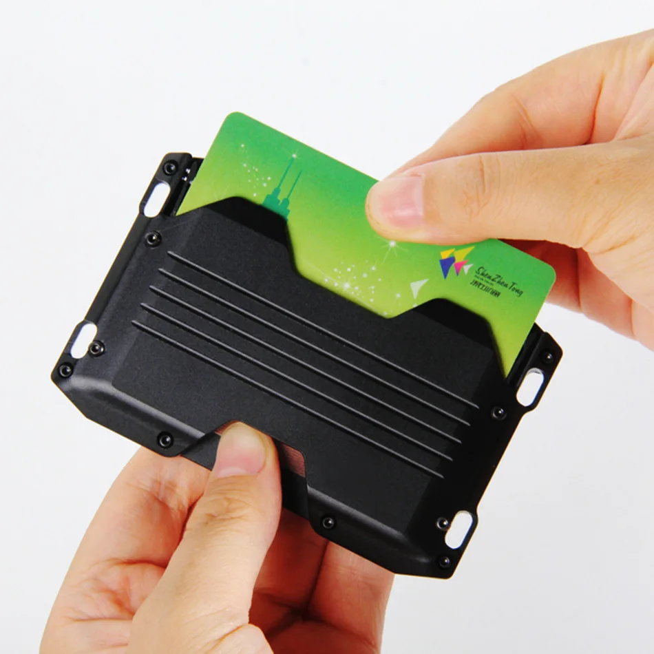 Image of RFID-blockierende Geldbörse Kartenhalter RFID-blockierende Brieftasche Schlanker Metall-Kreditkartenhalter Ultraflaches Design Geldklammer-Etui