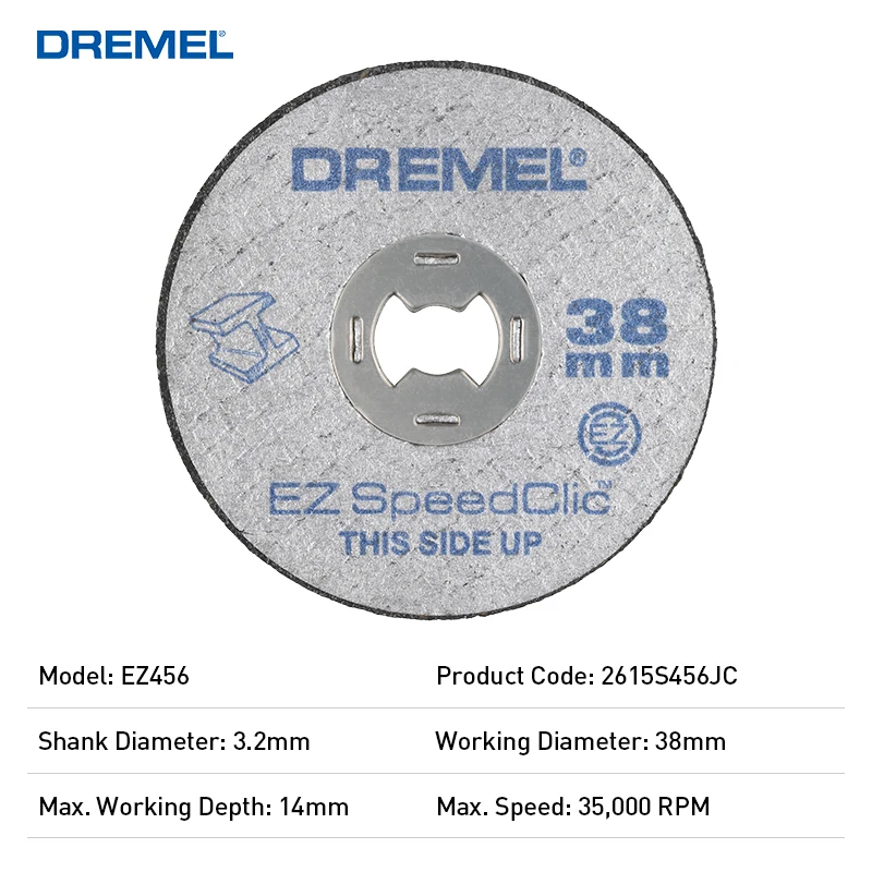

Dremel EZ456 5PCS EZ Lock 1/2-Inch 38.1MM Diameter Fiberglass Reinforced Cut-Off Wheels Rotary Tool Cutting Disc for Grinding