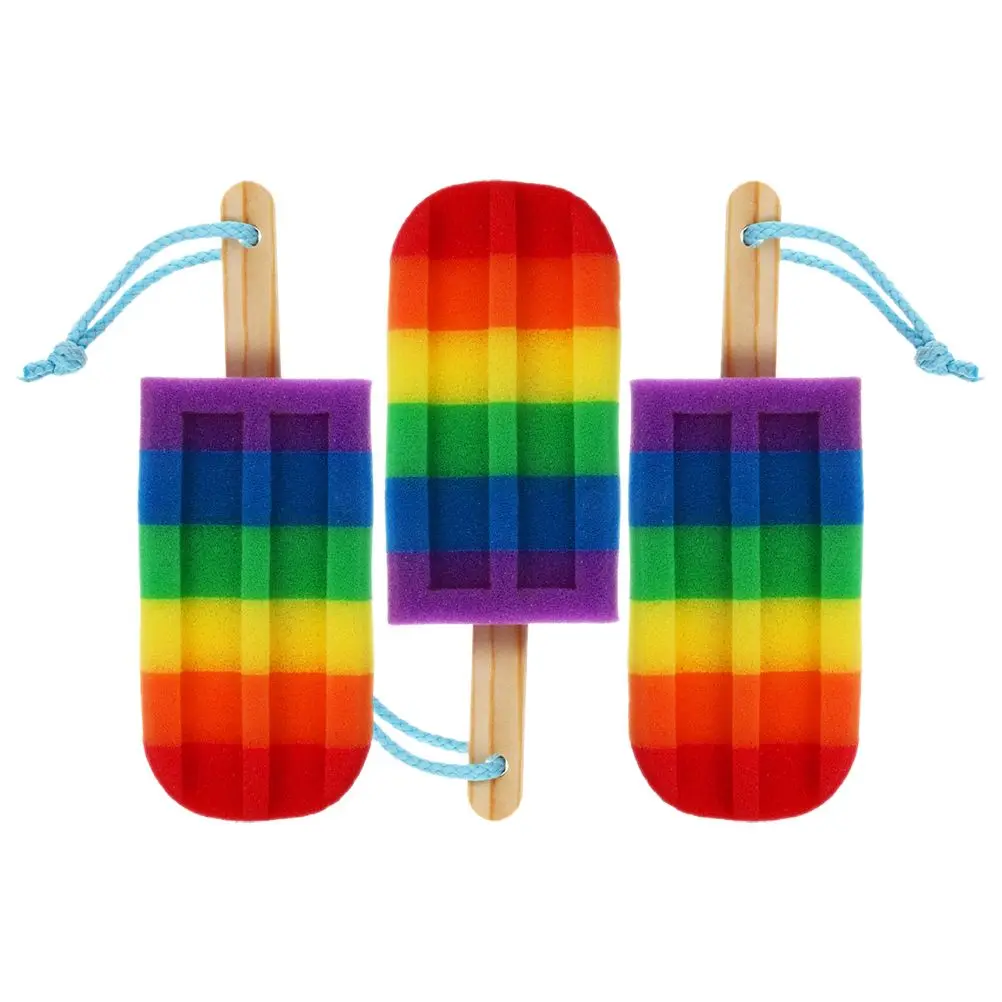 

3pcs Colored Unique Shape Bath Sponge for Body Scrubbing Back Cleaning Soft Comfortable Travel Size Long Lasting