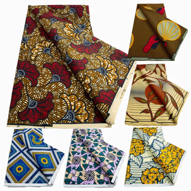 African Wax Fabric 2024 Ankara Wax Fabric Prints Tissu Patchwork Block Batik Polyester For Dresses DIY Cloth Sewing Materials