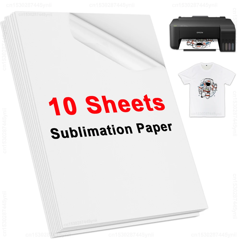 

10 Sheets A4 Sublimation Heat Transfer Paper Print Iron on Fabric Clothes T-shirt for Inkjet Printer Polyester Cotton Phone Case