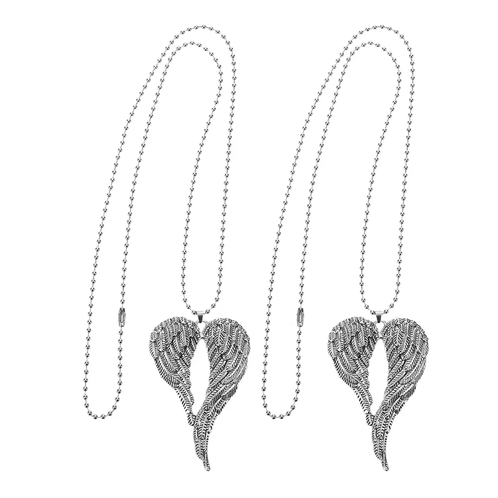 

2Pcs Retro Wing Pendant Necklace Alloy Vintage Car Rear View Mirror Hanging Ornament Decor for Car Interior Stylish Accessories