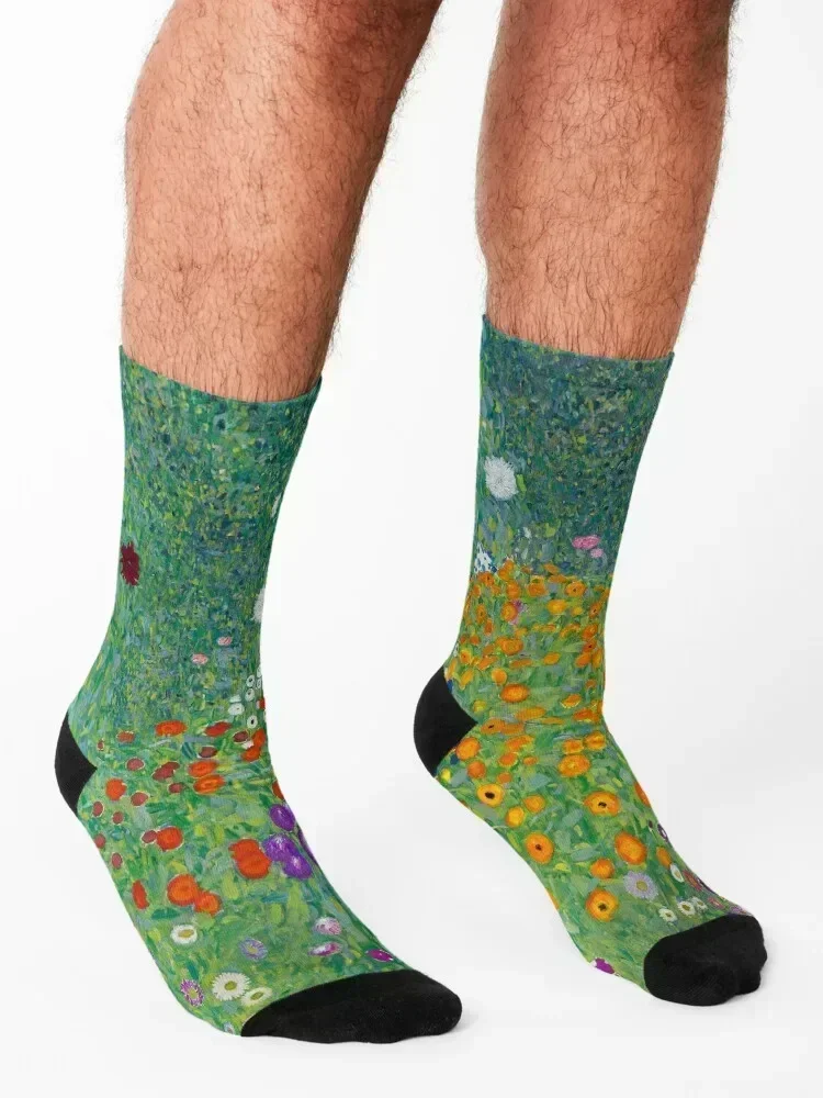 Gustav Klimt - Cottage Garden Socks hiphop Soccer Stockings compression Christmas Women's Socks Men's