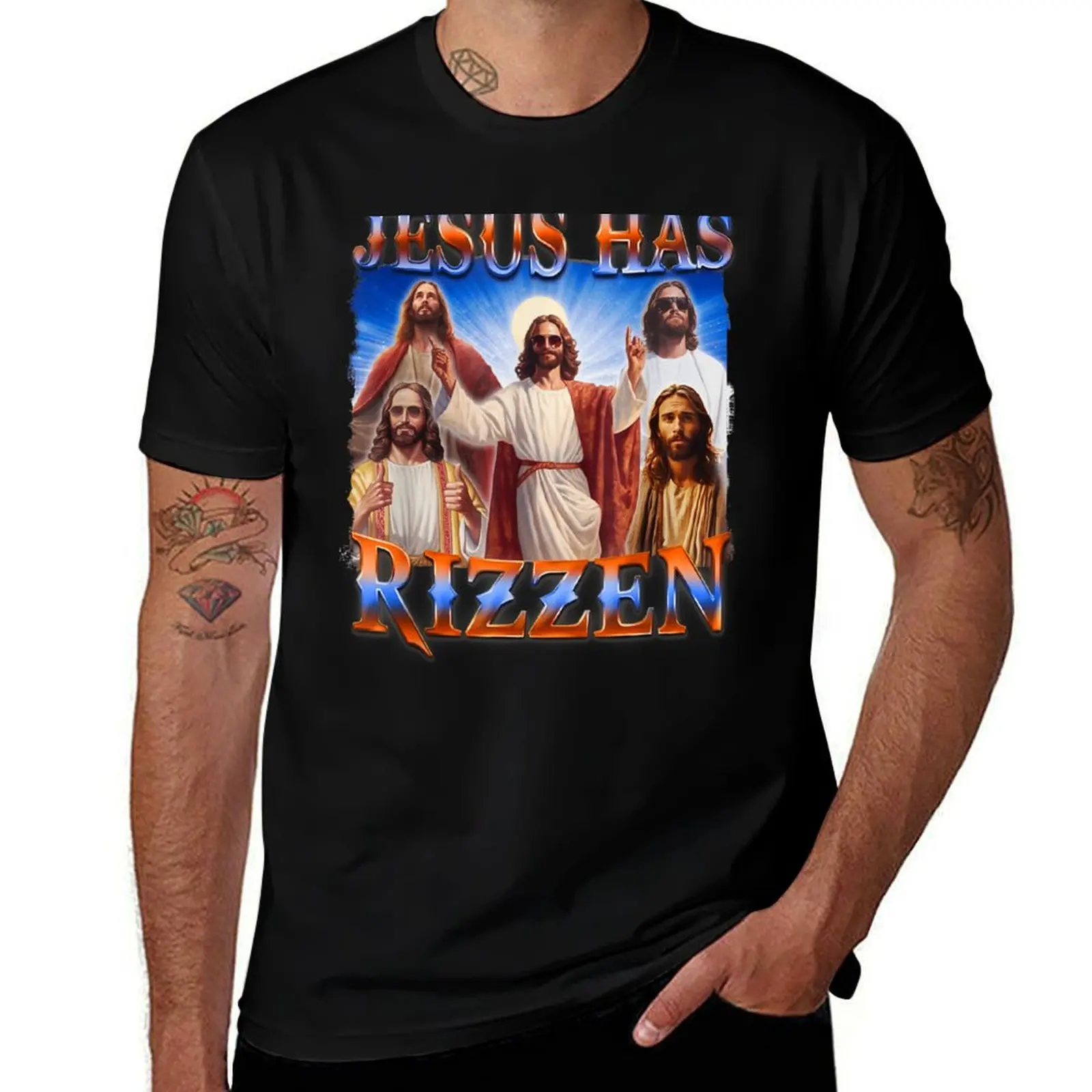 

shirts shirts Jesus Rizz T-Shirt - t Rizzen for on Jesus He cotton 100% t man Has men Rizzen back Is man