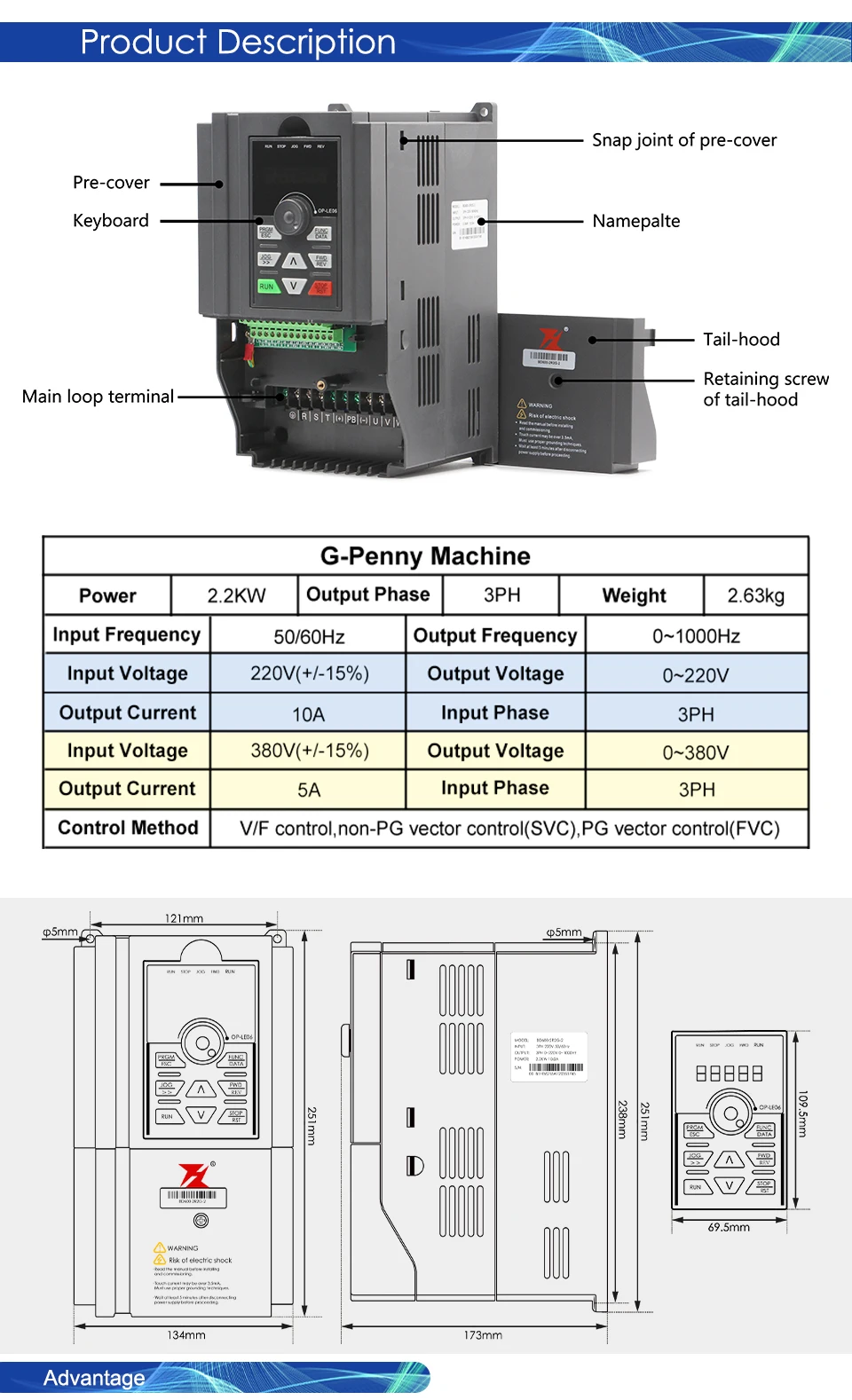 G-Penny 2,2 kW Metallbearbeitungsspindel-Set, wassergekühlt, ER20, 800 Hz, Pol = 4, D = 80 mm, Frequenzantrieb für Metall, Eisen, Edelstahl – Detail 13
