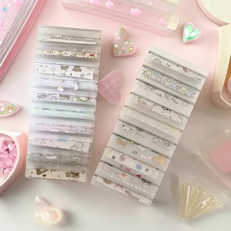 Portable Cartoon Nail Art Storage Box Transfer Paper Organizer with Display Stand Perfect for Home or Salon Use