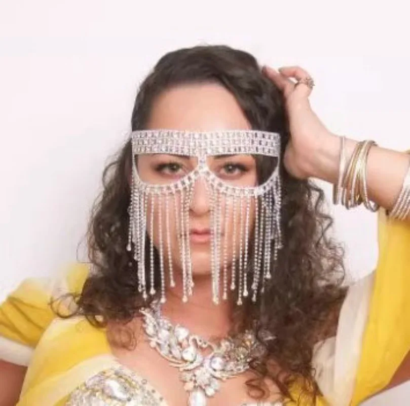 

European and American Personalized Claw Chain Rhinestone Mask Dinner Makeup Party Mask Veils