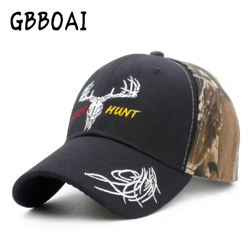 Luxury Black Embroidered Male Deer Brand Caps Cool Camo Hunting Baseball Cap Men Jungle Camouflage Snapback Caps