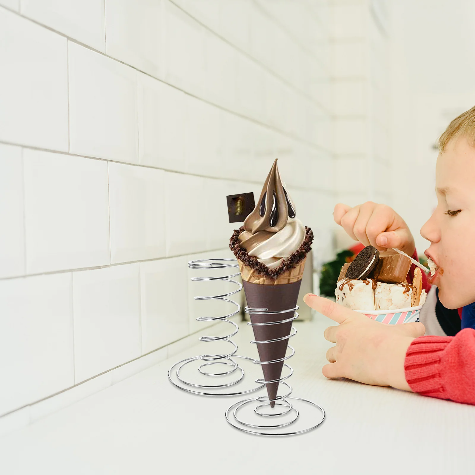 

4Pcs Ice Cream Display Stands Metal Cone Holders for Home and Shop Use Cone Holder Ice Cream Holder Displaying Rack Supply