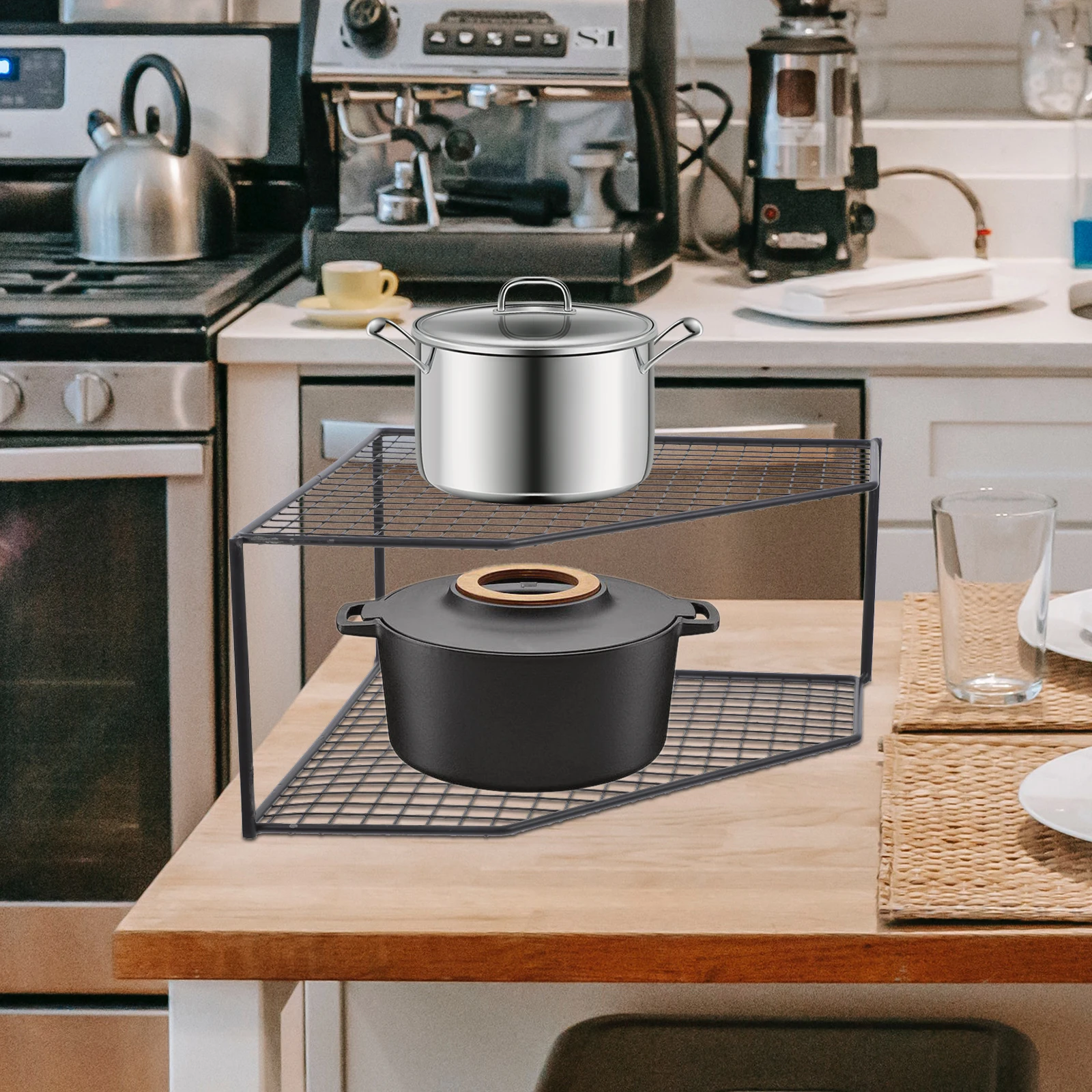 

Kitchen Pot Rack Pan Organizer Vertical Shelf Wrought Iron Counter Childproof Small Storage Racks For Kitchen Bathroom Wear