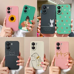 Phone Case For Xiaomi Redmi 13C 4G Flower Liquid Soft Silicone Cover Shockproof Funda For Redmi13C 23100RN82L 23106RN0DA Coque
