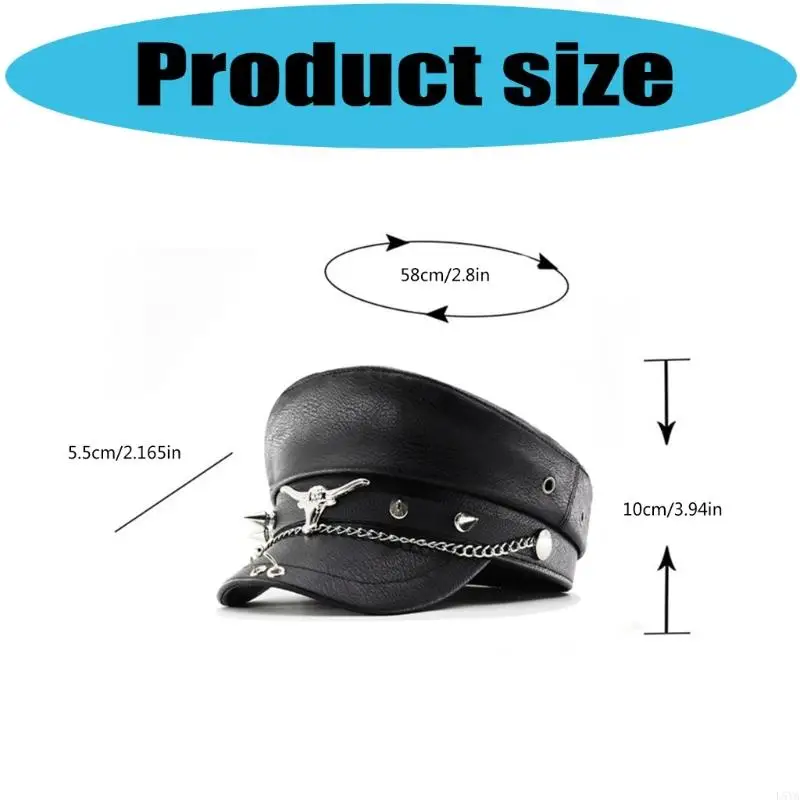 L5YA Bullhead Rivet Chain Detail Newspaper Boy Cap Adjustable Strap Fabric French Fashion Accessory