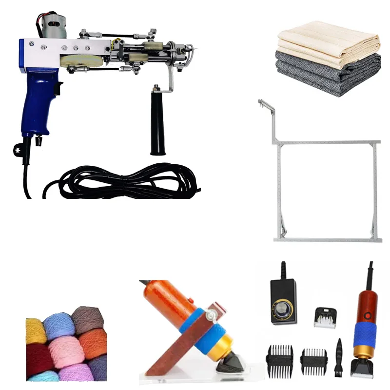 Full Tuft Ak-i Ak-ii Cut Pile Loop Pile Trimmer Clipper Monk Cloth Aluminum Frame Tufting Gun Starter Set Kit for Home