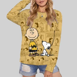 Snoopy cartoon print Women Sweatshirt Long Sleeve Crewneck Graphic Hoodie Clothes Couple Valentine's Day Gift Womens Clothes