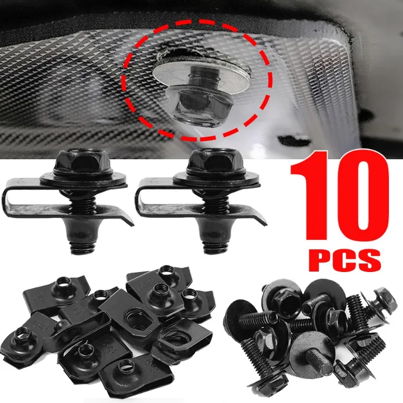 Car Body Bolt U-nut Clips Car Motorcycle Self-tapping Screw Fastener Gasket Engine Cover Undertray Splash Shield Bumper Rivet