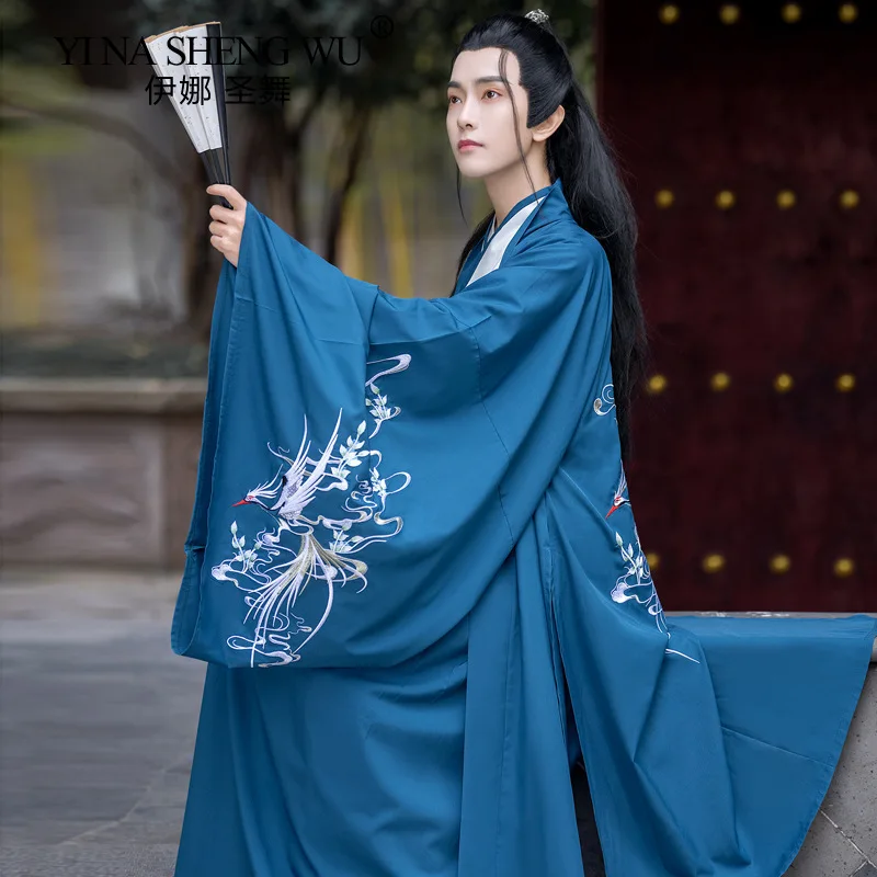 Hanfu Male Student Ancient Costume Black Domineering Fairy Sword Chivalrous Style Male Scholar Fairy Elegant and Beautiful Suit