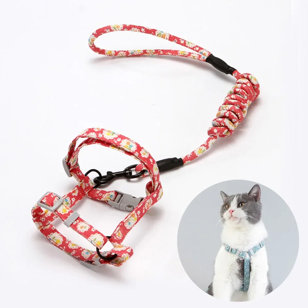 Adjustable Cat Harness Leash Escape Proof Kitten Dog Harness For Cat Small Dog Breathable Cat Harness Lead Leash Pet Accessories