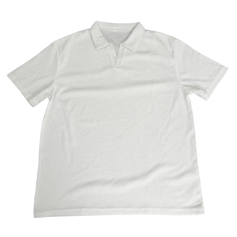 2024 Sommer neue Polo kragen Casual Fashion Herren bekleidung schwere Waffel Kurzarm einfarbig Casual vcollar polos hirt – Detail 4