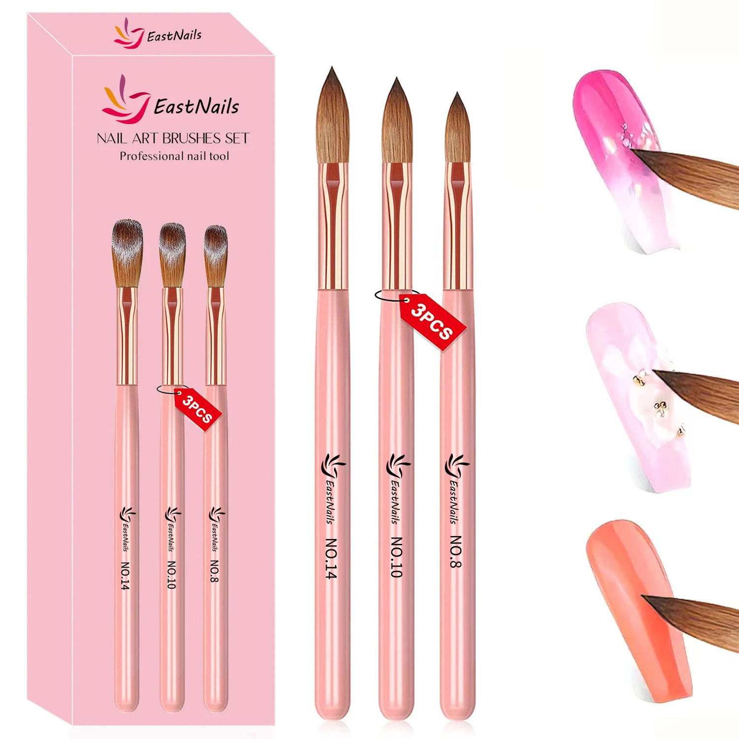Blush Brush Kabuki - Zestaw narzędzi do paznokci akrylowych, pędzle