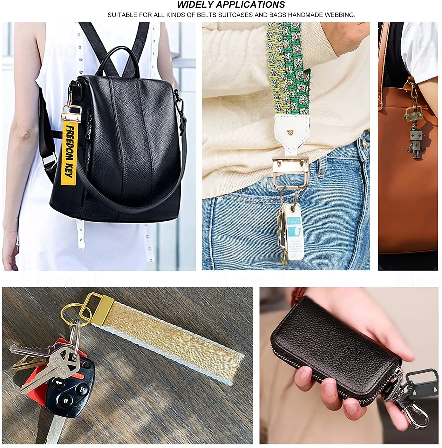 10Pcs 1inch Key Fob Keychain Hardware Kit DIY for Wristlet Clamp Bag Cell Phone Docorate Wallet Key Lanyard Making Install 2.5cm