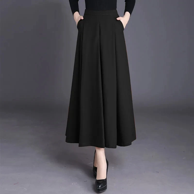 

Wide Leg Pants Women Spring Autumn High Waist Loose Thin Casual Nine Points Pants Skirt Womans Trousers Solid Wild Elegant 2023