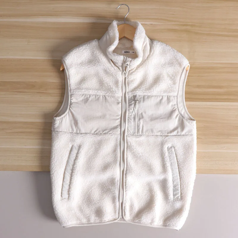 

Faionable Urban Sle Fce Lined Vest for Men And Women Stand Collar Layering Top Thiened Autumn Winter Outfit