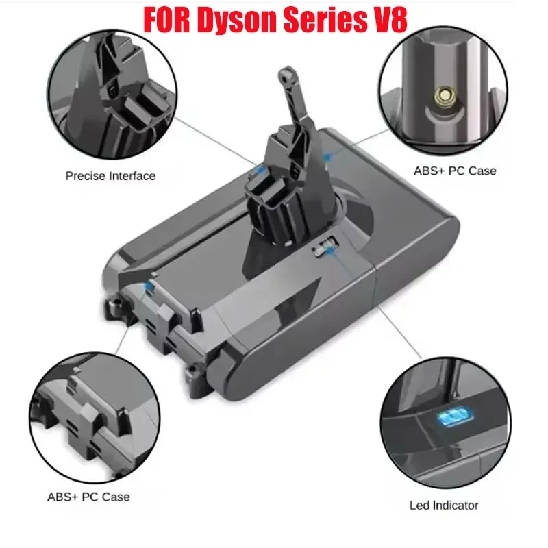 100% Original for Dyson V8 12800mAh 21.6V Battery for Dyson V8 Absolute/Fluffy/Animal Li-Ion Vacuum Cleaner Rechargeable Battery