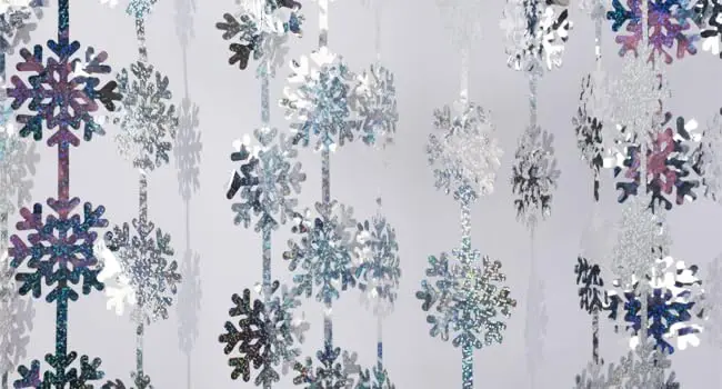 1x2M Silber Party Schneeflocke Vorhang Hintergrund Hängende Folie Fransen Schneeflocke Streamer für Weihnachten Winter Gefrorene Geburtstag Party Dekor – Detail 1