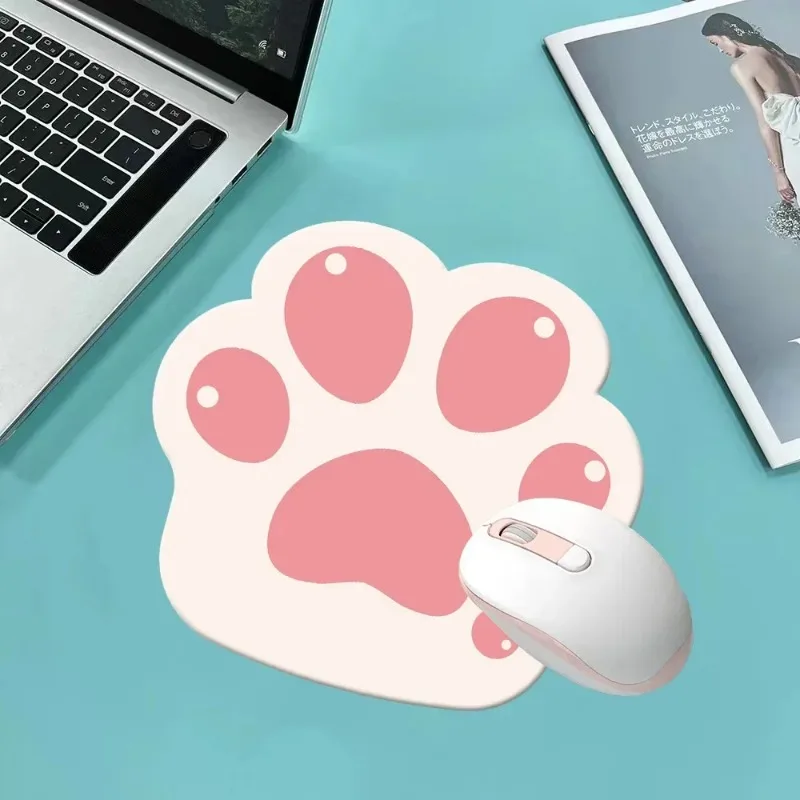 Niedliches Gummi-Mauspad mit Katzenpfoten, rutschfest, wasserdicht, Gaming-Schreibtischunterlage für Mädchen, Laptop, Büro, Anime-Themen, Laptop-Zubehör