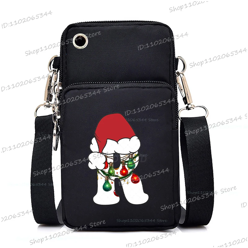 

Zipper Messenger Bag Christmas Alphabet A-Z Print Women Men Shoulder Bag Retro Merry Christmas Gifts Fashion Purse Phone Pouch