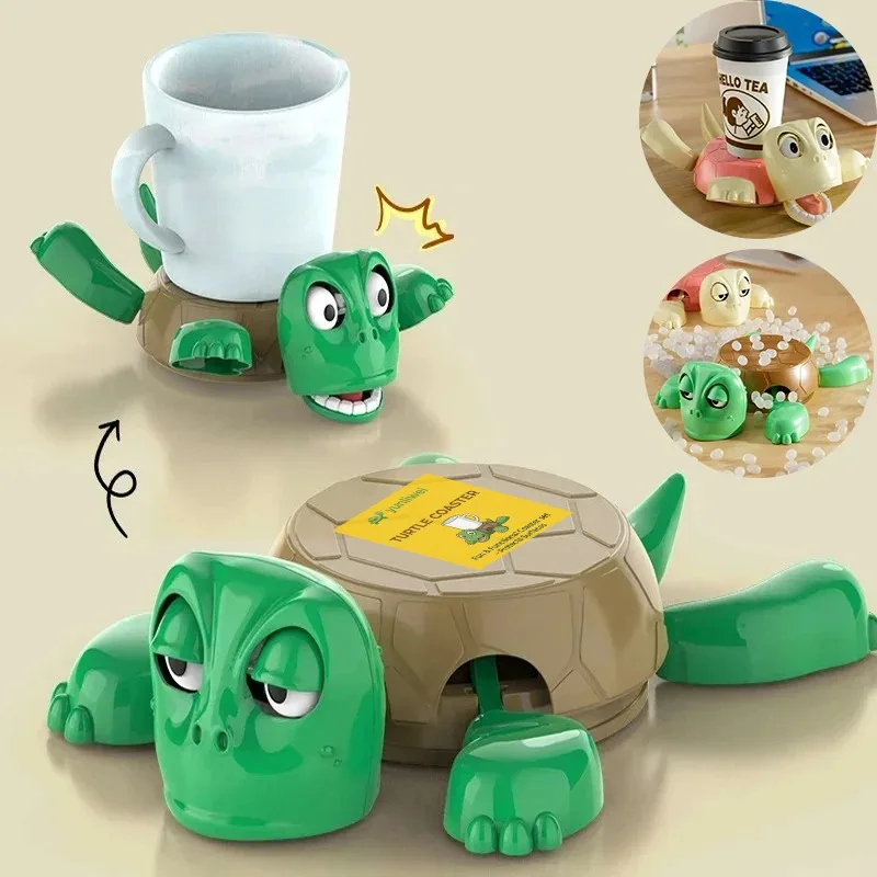 Turtle Coaster Coffee Cup Holder with Hidden Toy Creative Beverage Rack for Home Decor Kitchen Office Tableware  Yunliwei