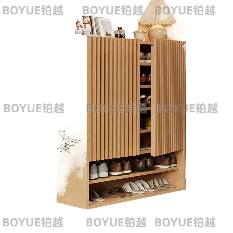 for Solid Wood Shoe Cabinet Entry Door Storage Household Porch Integrated Large Capacity Explosion Proof Log Wind Shoe Rack