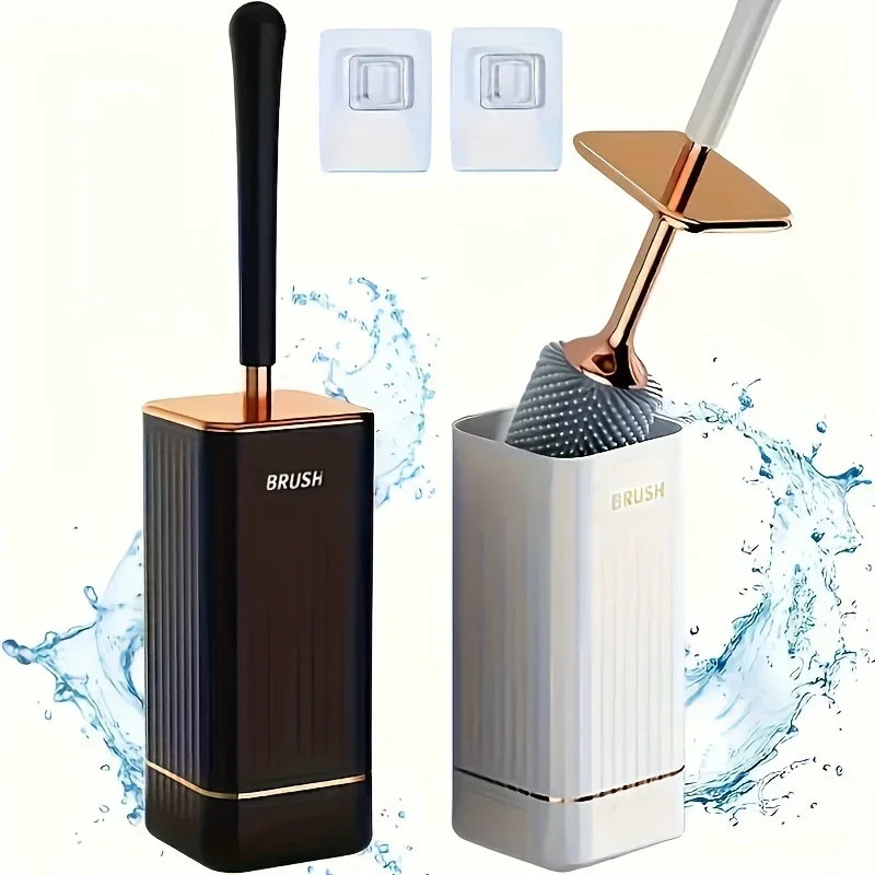 360 Degree Toilet Brush Wall-mounted Cleaning Brush with No Dead Ends Silicone Toilet Brush Household Cleaning Tools Black/White