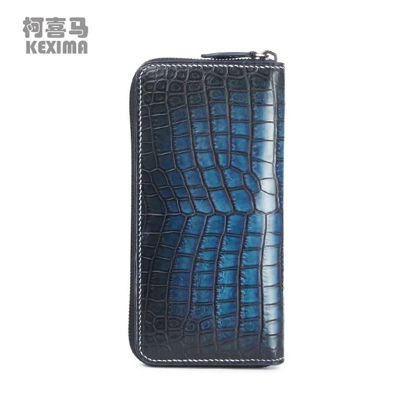 

Мужской длинный кошелек из крокодиловой кожи afanzhe, деловой кошелек из крокодиловой кожи, сумка для карт, кожаный кошелек на молнии