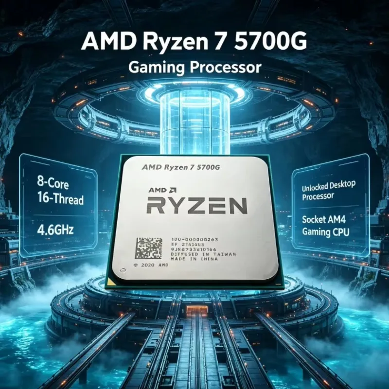 AMD Ryzen 7 5700G R7 5700G 100-000000263 7nm CPU 4.6GHz 8-Core 16-Thread 16MB L3 Socket AM4