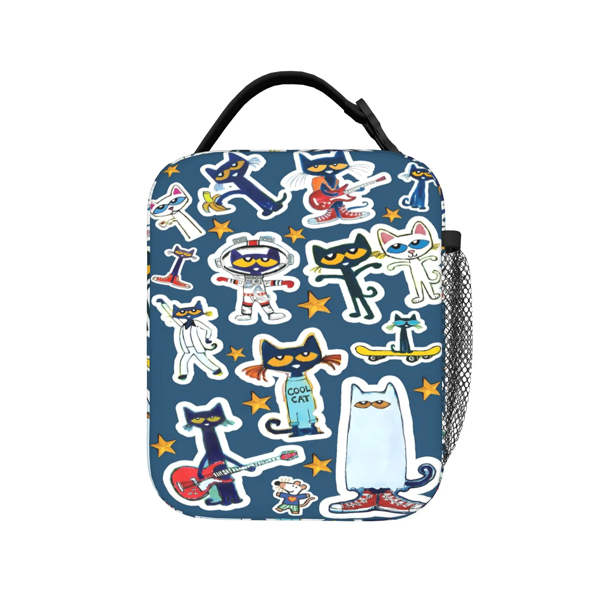 Pete The Cat I Love My White Shoes Cool Lunch Bag  Retro Lunch Box For Child Portable Zipper Cooler Bag Thermal Tote Handbags