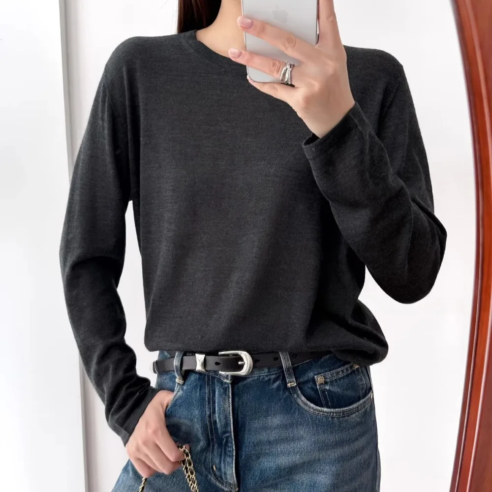 

Minimalist Relaxed Silk Cashmere Top Sweater for Women