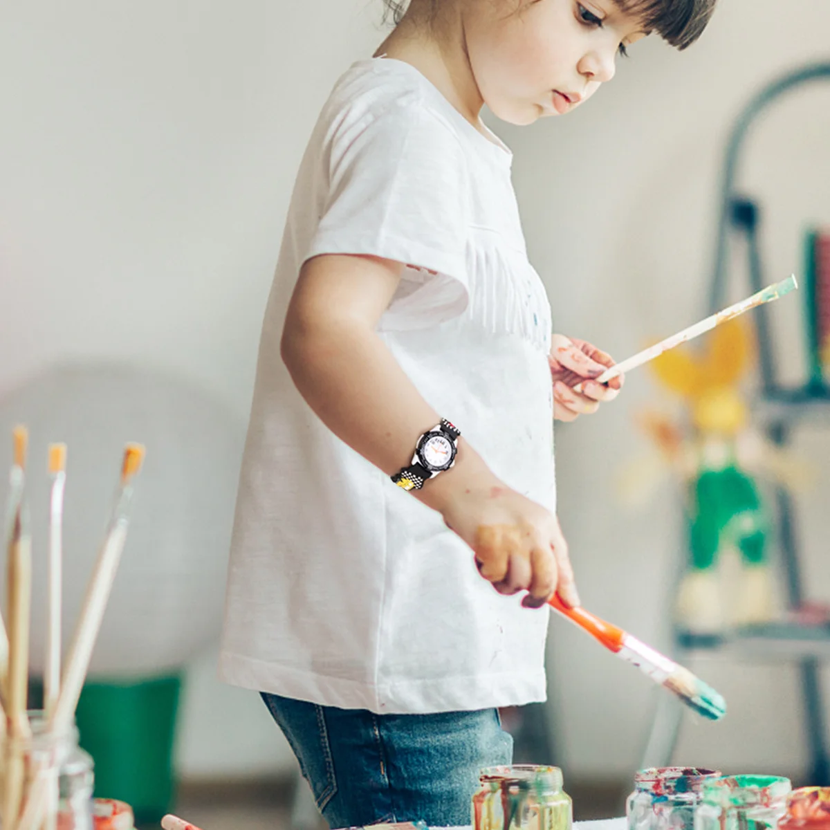 Cartoon 3D Waterproof Kids Watch Black Car Pattern Durable Comfortable Wristband Wristwatch for Children Gift 3D Kids Watch