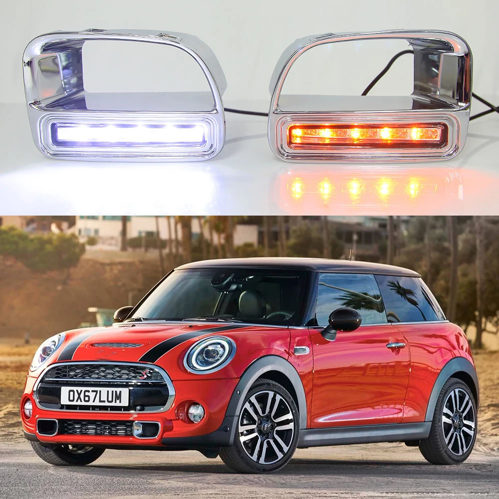 

LED DRL Car Daytime Running Light Front Fog Lamps with Turn Signal Assembly Accessories For BMW Mini Cooper S 2014 2015