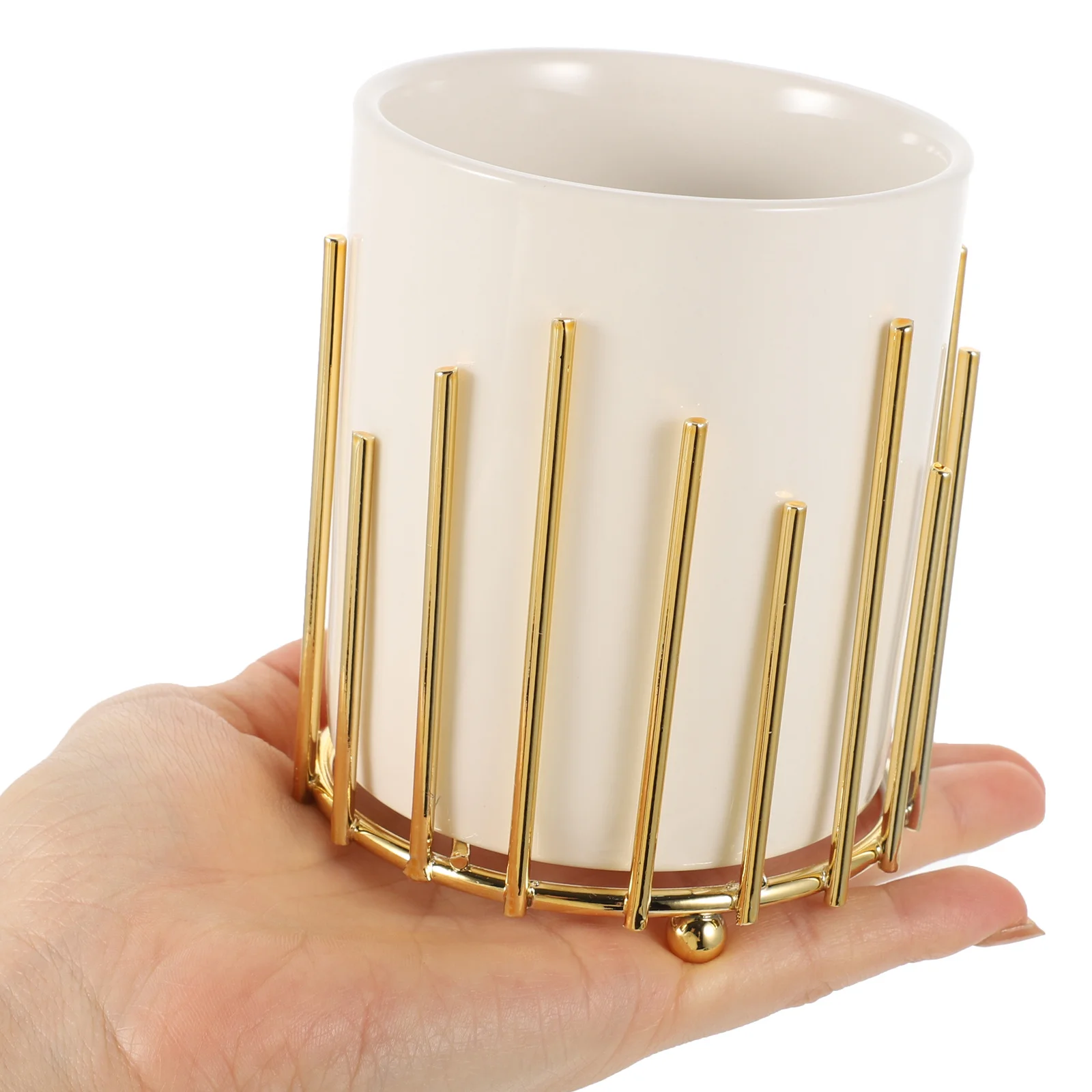 

Iron Art Pen Holder Desktop Organizer Makeup Brush Holder Jewelry Storage Canister for Office Study Room