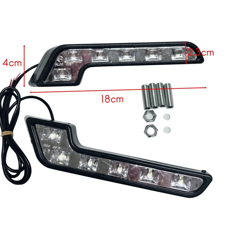 6X ไฟขับขี่ LED เดย์ไลท์ LED 12V, lampu Jalan เดย์ไลท์แต่งรถสำหรับรถยนต์กันน้ำได้สำหรับรถยนต์