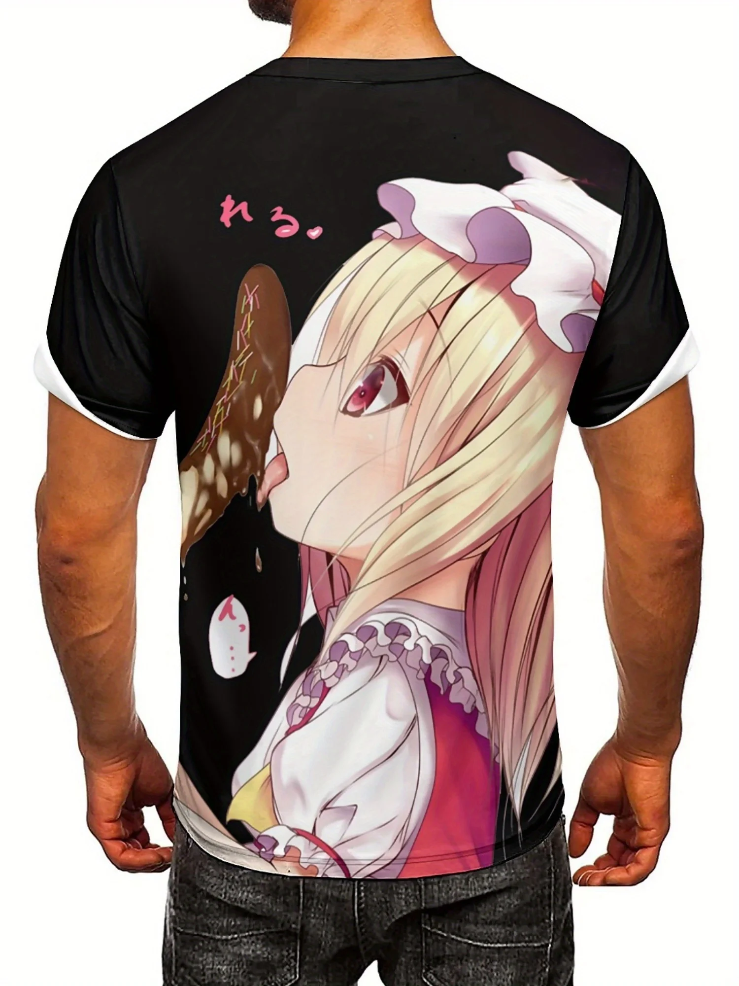 Męska koszulka z grafiką anime 3D - miękki poliester, krótki rękaw, okrągły dekolt, codzienna koszulka letnia