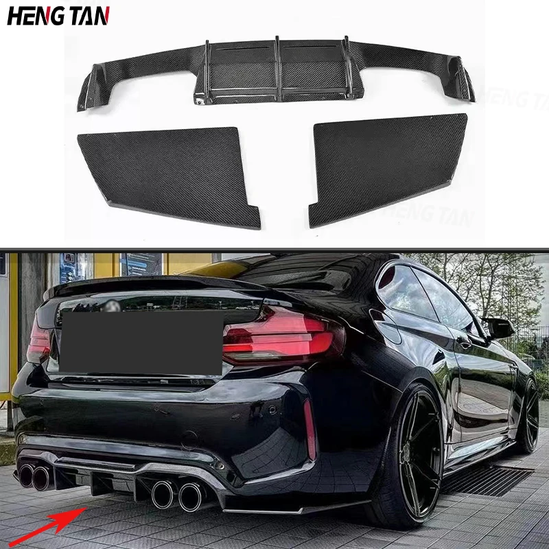 For BMW M2 M2C F87 2016 -2020 Carbon Fiber Car Rear Bumper Lip Diffuser Spoiler Parts Upgrade Body kit MT style