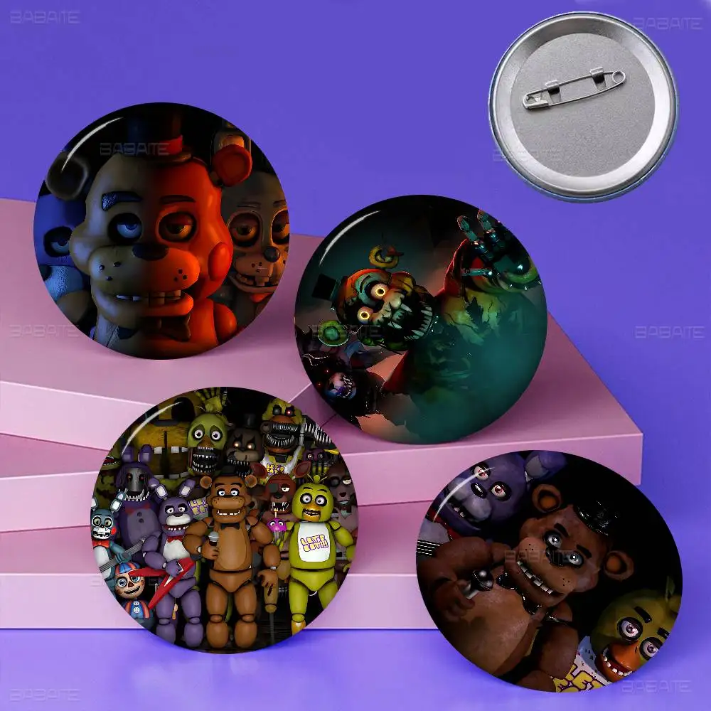 Five N-Nights at F-Freddys Fashion Creative Pins Funny Faces Round Snap-in Brooch Badge Backpack Hat Accessories Jewelry Gifts