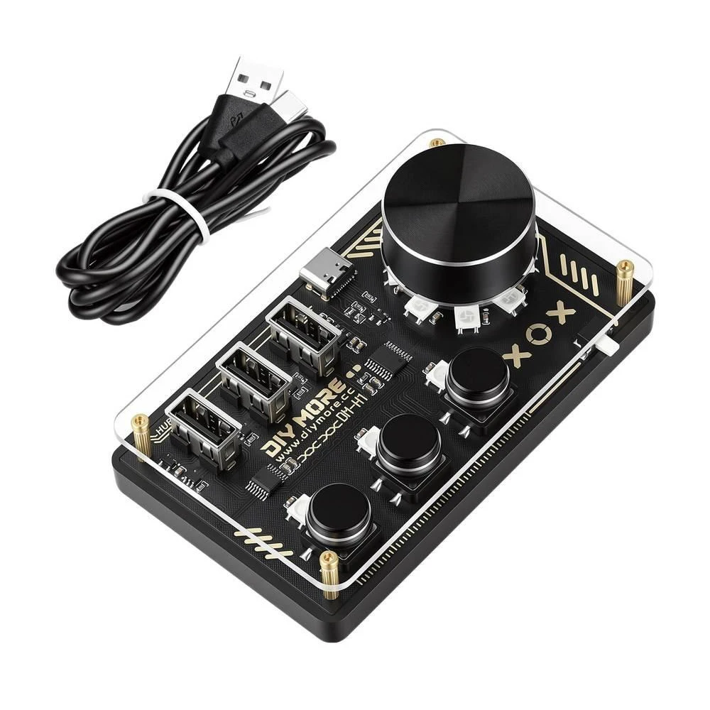 CH554T DC5V USB HUB Dock Desktop Macro Controller EC11 Rotary Encoder 3 Programmable Buttons 11 WS2812B RGB LED WebHID Config